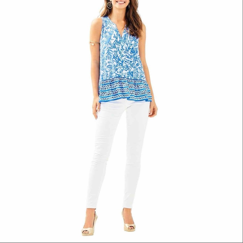 Lilly Pulitzer Gramercy Top On a Roll Engineered Lobster Tank Blouse